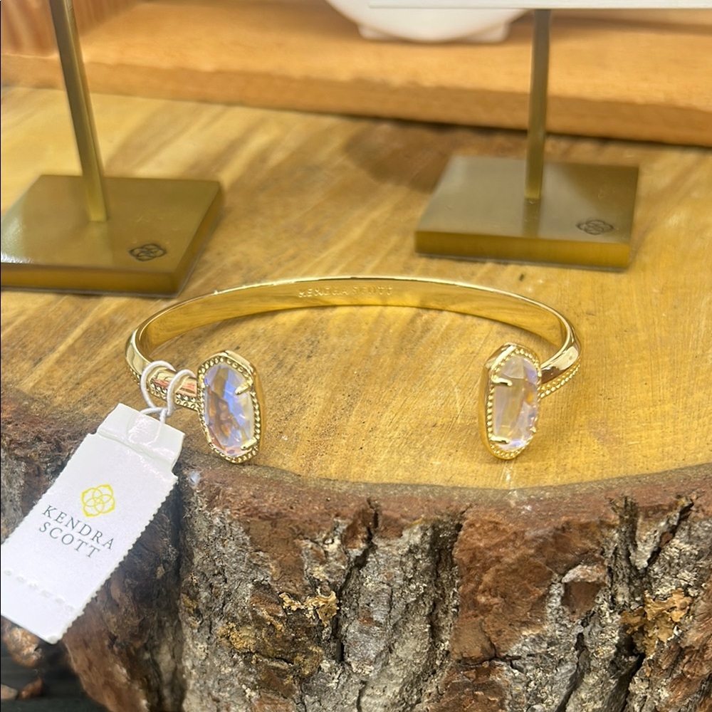 Kendra Scott Gold Cuff Bracelet with Crystal Accents-NEW